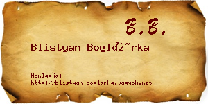 Blistyan Boglárka névjegykártya